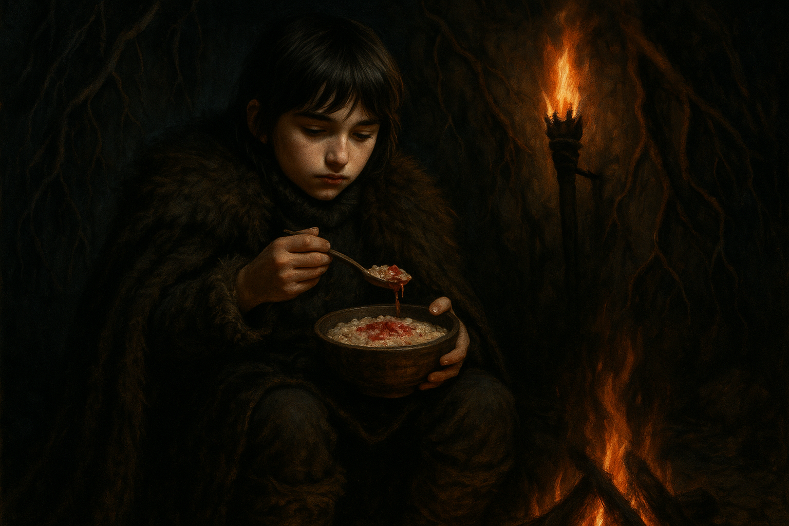 Bran eating weirwood paste in the children's cave
