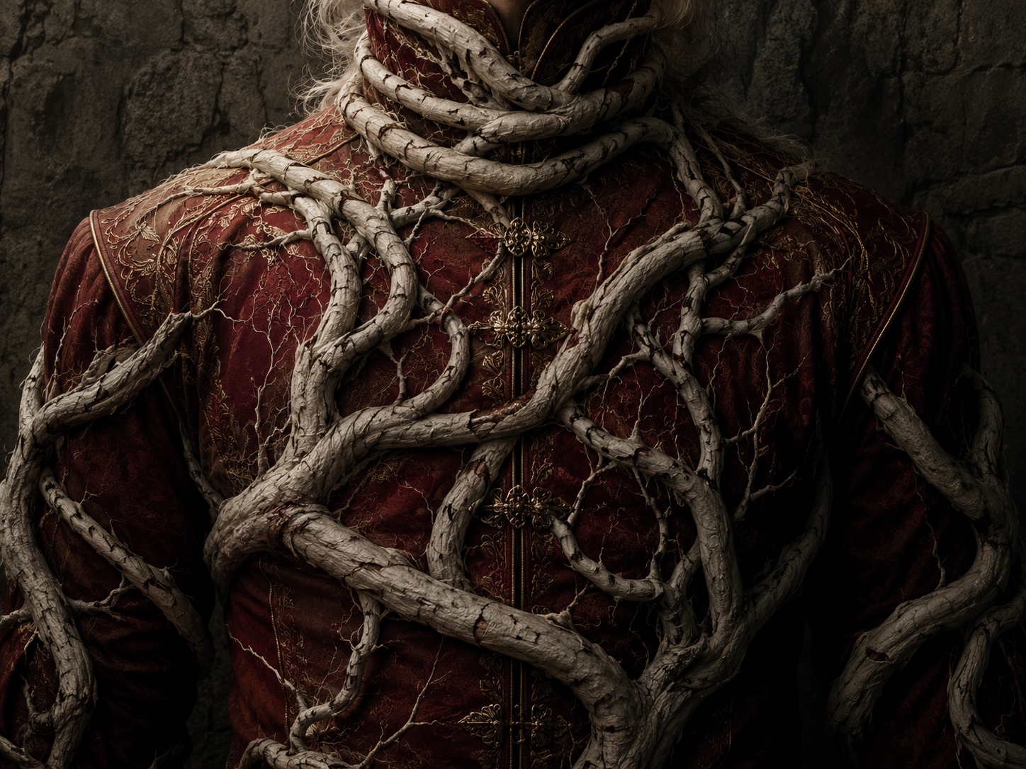 Tyrion Lannister enclosed in weirwood roots